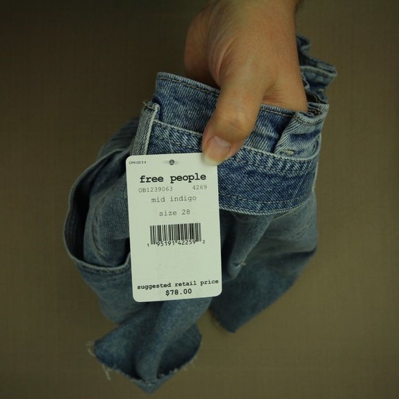 Free People East Of Eden Denim Mini Skirt Women's 28 Belted Paperbag Waist NWT - Picture 7 of 9